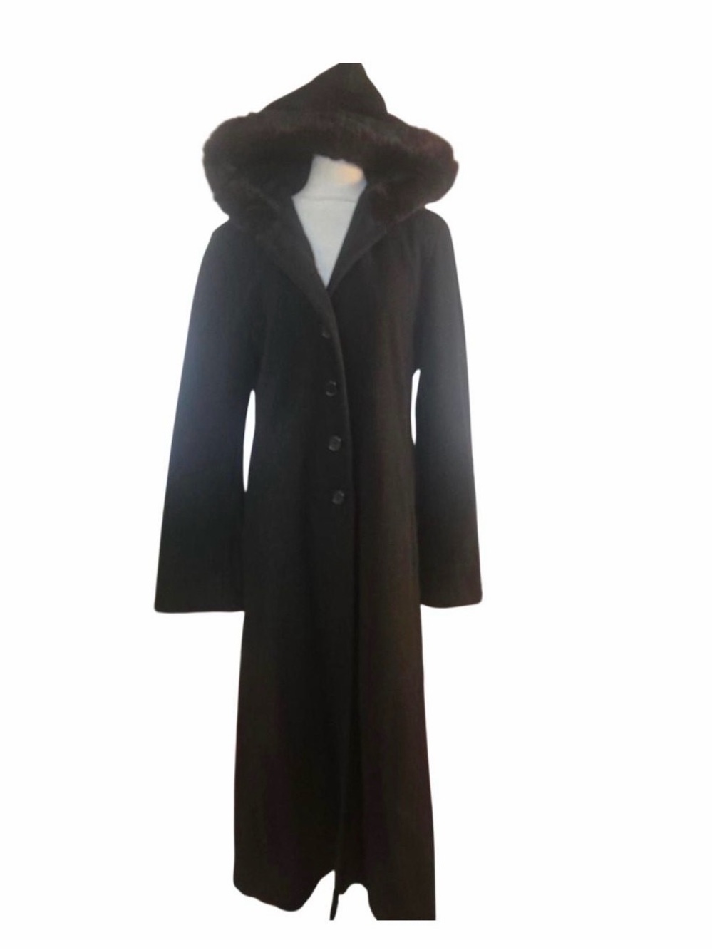 Donny Brook 8 Vintage Fur lined hood Wool Coat Duster Maxi Long Full Length